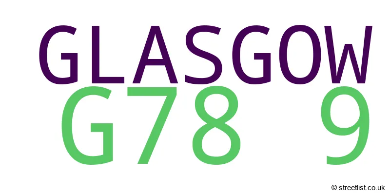A word cloud for the G78 9 postcode